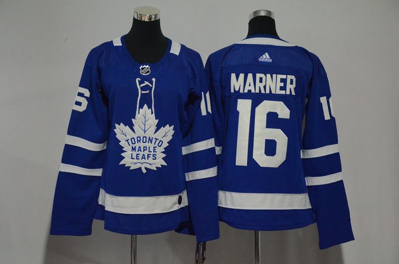 Women Toronto Maple Leafs #16 Marner Blue Hockey Stitched Adidas NHL Jerseys->women nhl jersey->Women Jersey